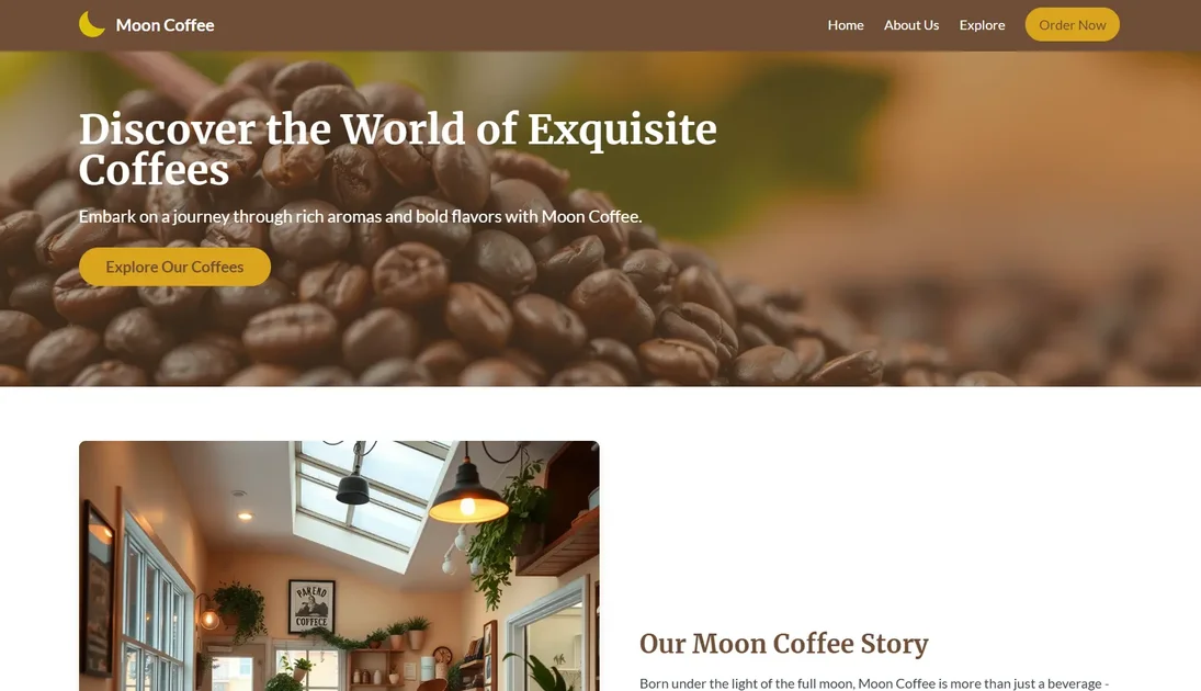 coffee bean business website demo screenshot